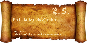 Malitsky Sándor névjegykártya